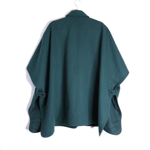 ANN TAYLOR NWT Buttoned Trench Cape Dark Green Wool Blend Women's MP - Picture 2 of 12